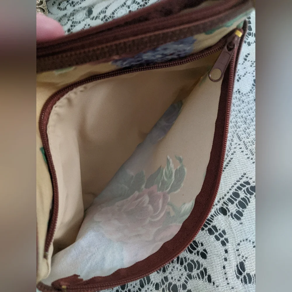 Vintage Rare Retro Floral Garden Victorian Pouch Bag Travel Cosmetic Makeup Gift